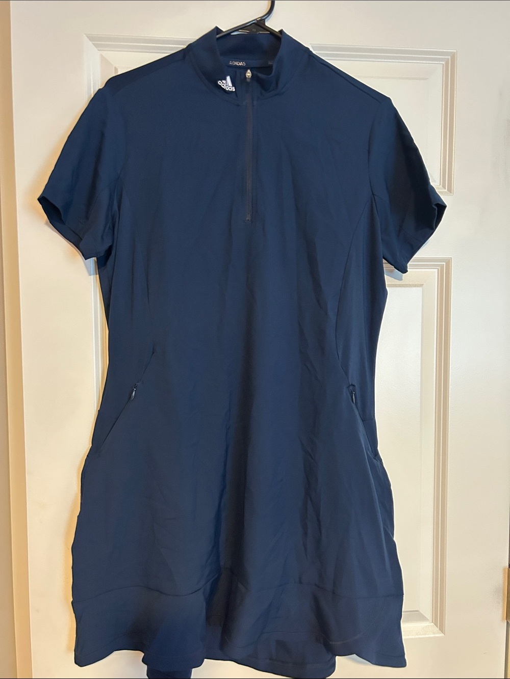 adidas Navy Short-Sleeve Athletic Dress with Half-Zip